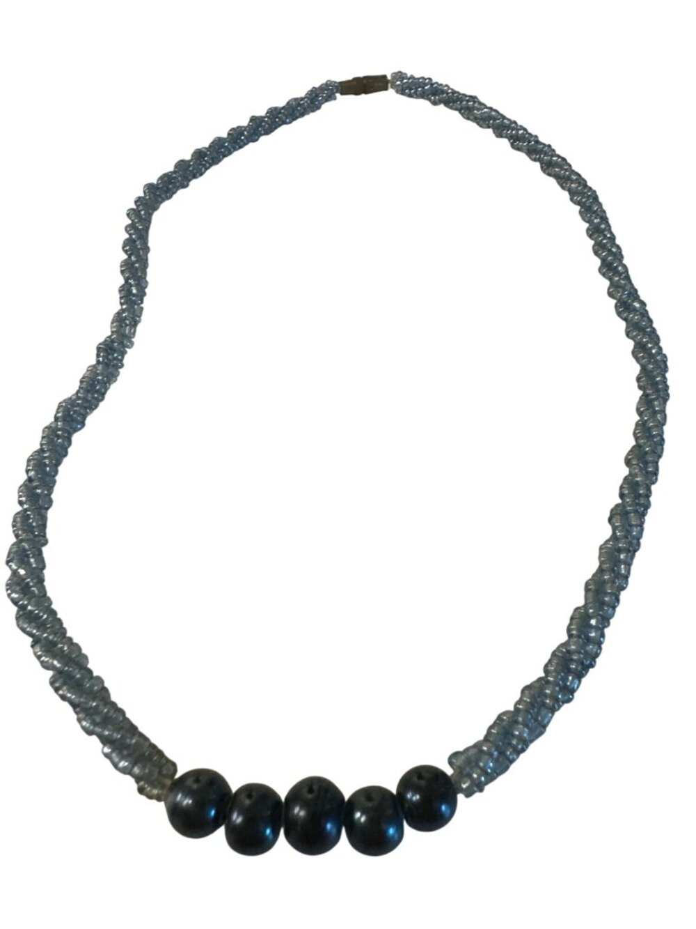 Beaded Necklace Twist Black Accent Beads Choker 14" 90s VTG Minimalist